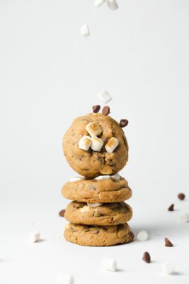 BIG S'mores cookies, graham, chocolate, vegan marshmallows