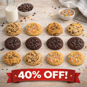 nationwide shipping, clean ingredients, gourmet cookie box